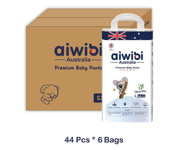 Premium Aiwibi Disposable Baby Pants with Super Absorbency Size 4, 9-14kg  44Pcs * 6Bags