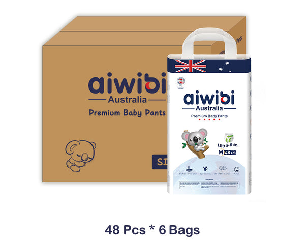 Premium Aiwibi Disposable Baby Pants with Super Absorbency Size 3,6-11kg 48Pcs * 6Bags