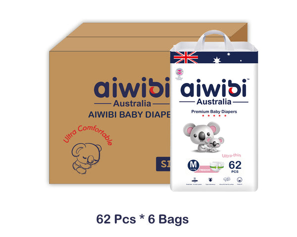 Premium Ultra-Thin Baby Diapers With Super Absorbency Size 3, 6-11kg 62Pcs * 6Bags