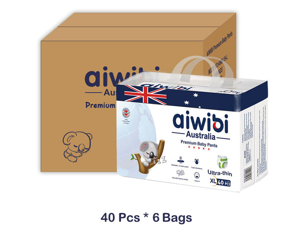 Premium Aiwibi Disposable Baby Pants with Super Absorbency Size 5,12-17kg 40Pcs * 6Bags