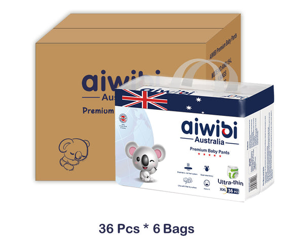 Premium Aiwibi Disposable Baby Pants with Super Absorbency Size 6 15-21kg 36Pcs * 6Bags